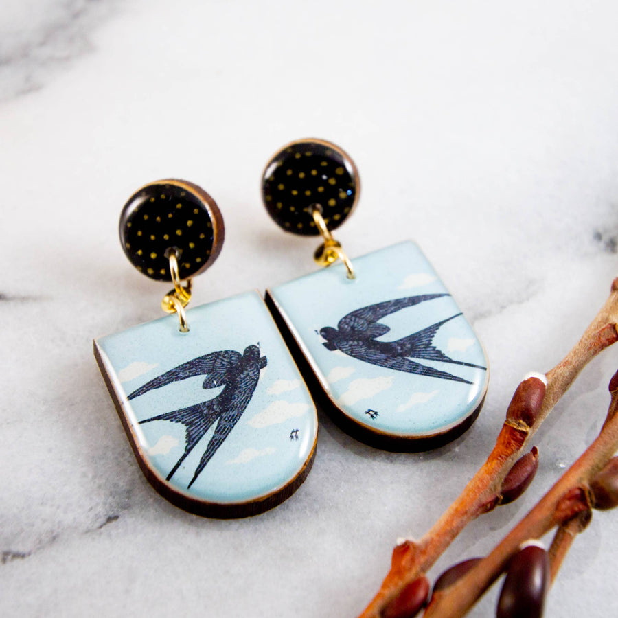 Blue Swallows Earrings