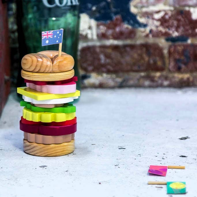 ICONIC WOODEN TOY - STACKING BURGER