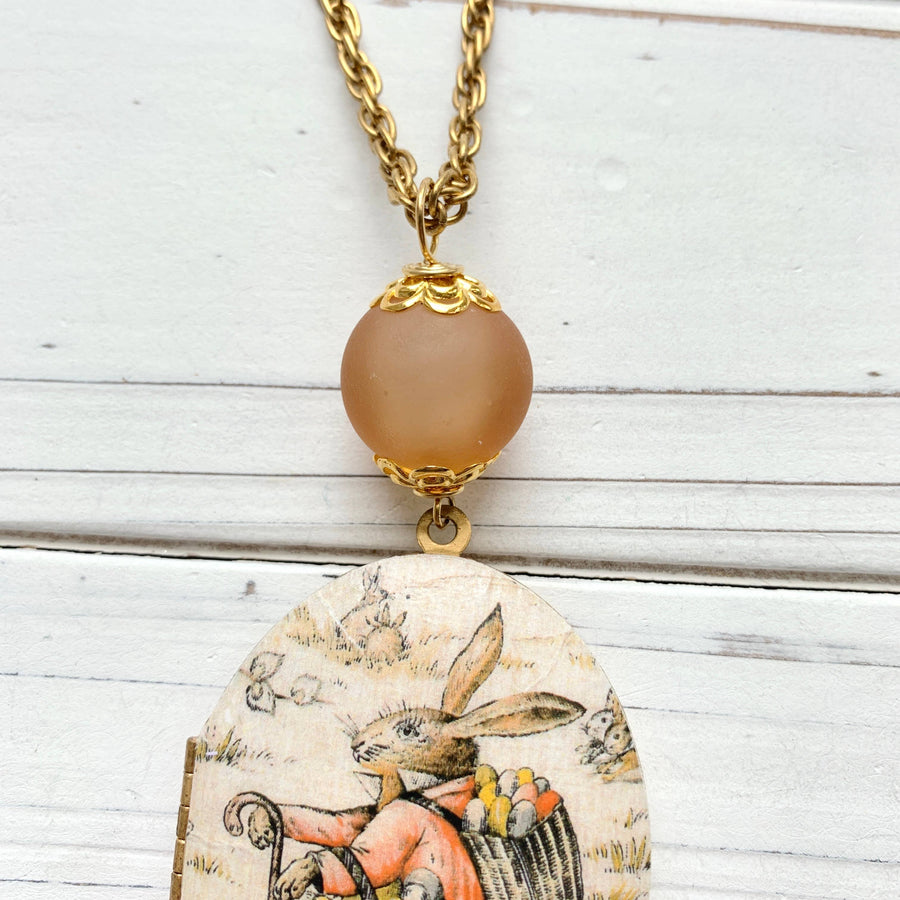 Flopped Ear Bunny Rabbit Locket Necklace