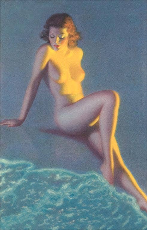 CARD Nude on Beach at Night - Vintage Image