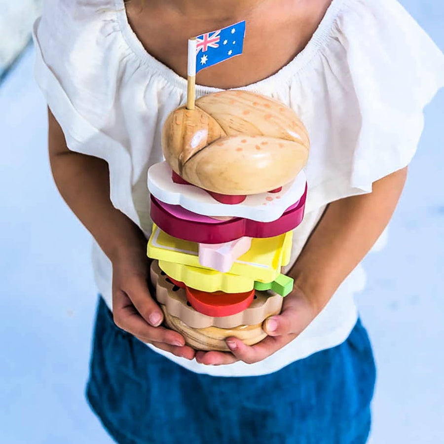 ICONIC WOODEN TOY - STACKING BURGER