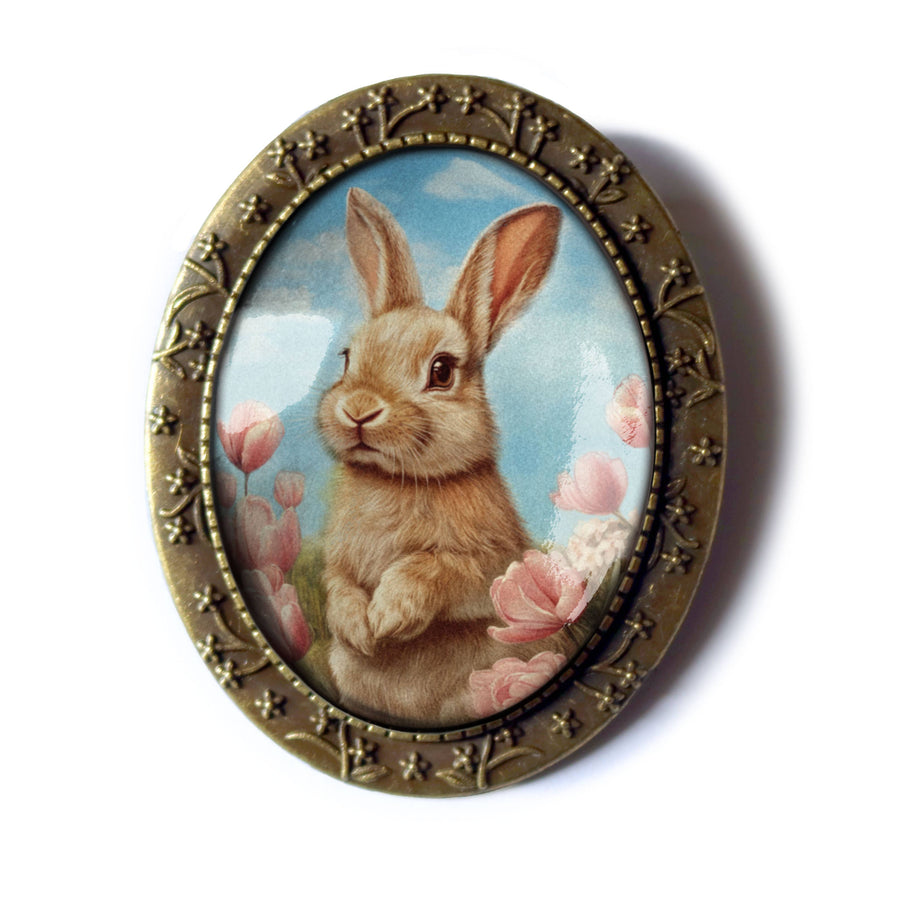 Bunny in Tulips  Brooch