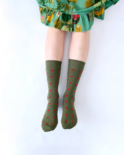 'Spotty' Green Cotton Socks - Twitchers Emporium Store