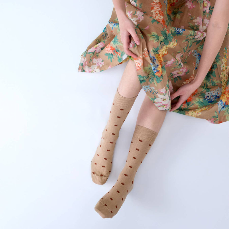 'Spotty' Bisque Cotton Socks - Twitchers Emporium Store