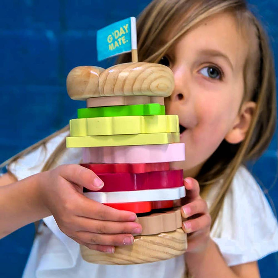 ICONIC WOODEN TOY - STACKING BURGER