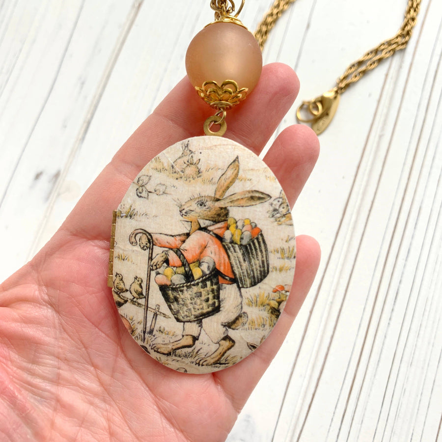 Flopped Ear Bunny Rabbit Locket Necklace