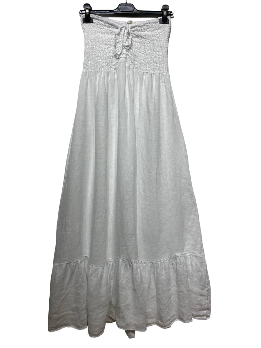 SMOCKED LINEN DRESS