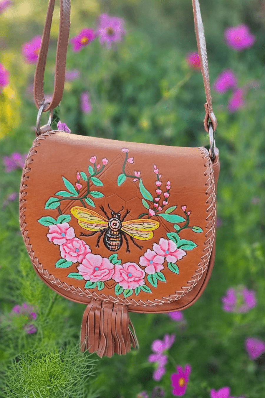 Bumble Bee Cross Body Bag - Tan