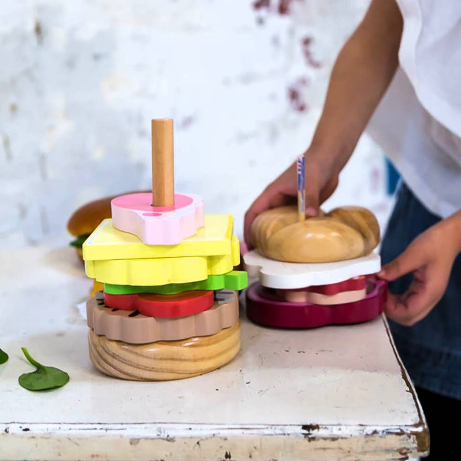 ICONIC WOODEN TOY - STACKING BURGER