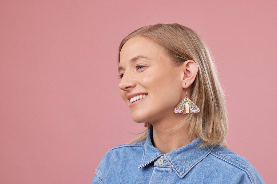 Moth Earrings - Gold/Multi - Twitchers Emporium Store