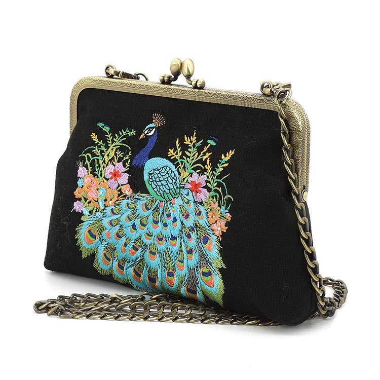 Peacock Embroidered Handbag - Twitchers Emporium Store