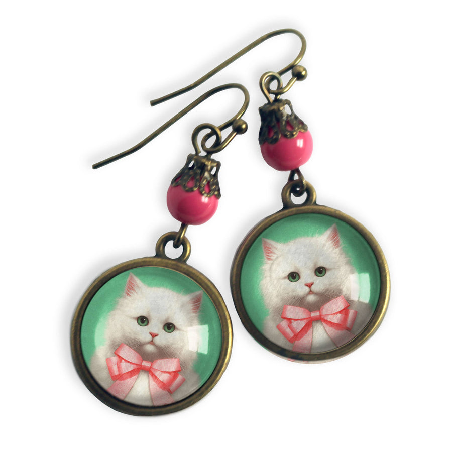 Pink Kitten Earrings
