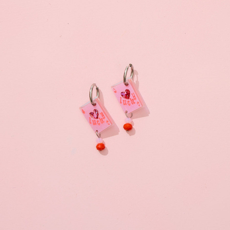 Lucky Ace Earrings - Pink - Twitchers Emporium Store
