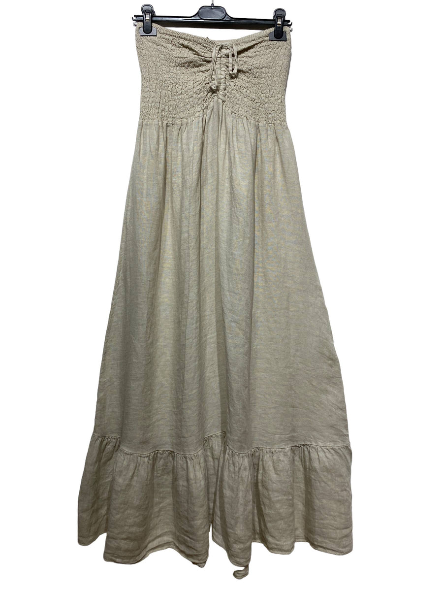 SMOCKED LINEN DRESS