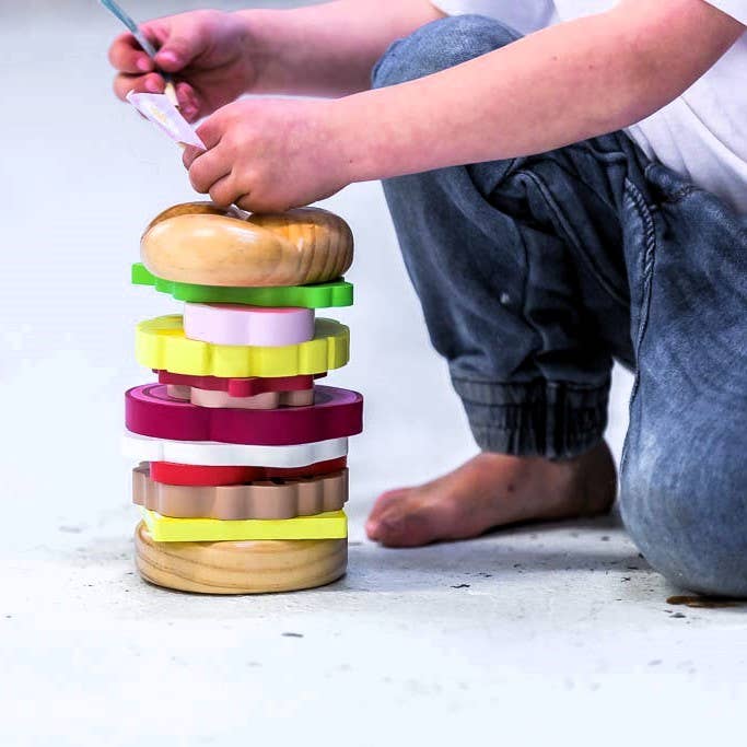 ICONIC WOODEN TOY - STACKING BURGER