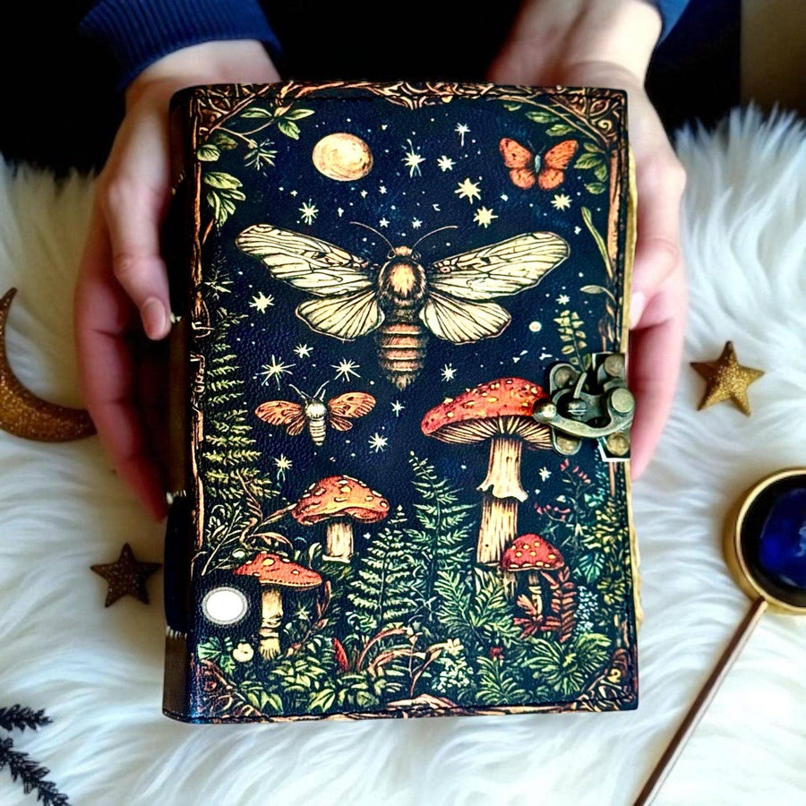 Leather Journal Moth & Mushroom - Twitchers Emporium Store