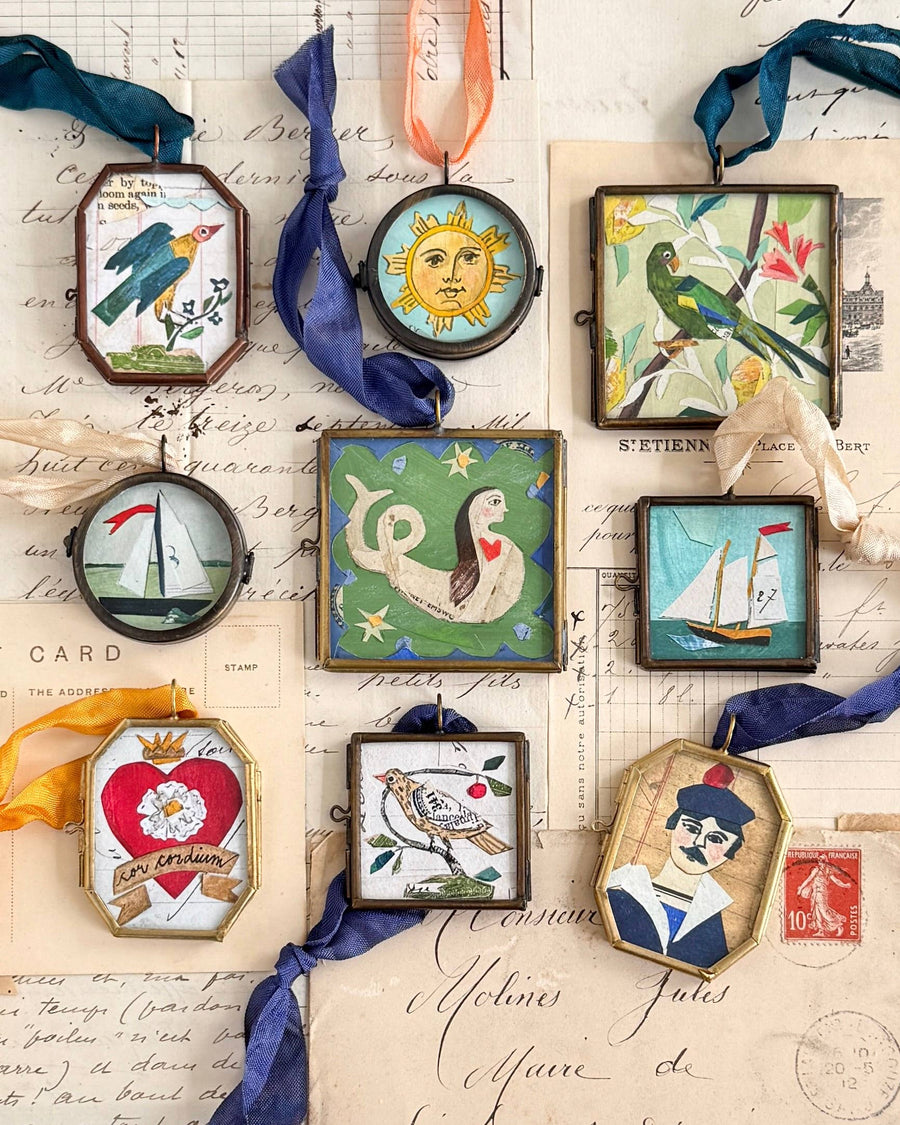 Sail No. 8 ~ Art Locket Ornament Nautical Boat Handmade  - Twitchers Emporium Store