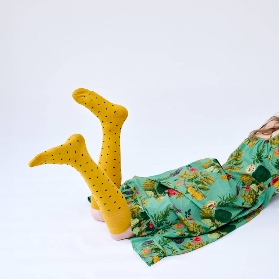 'Dotty' Ochre Cotton Socks - Twitchers Emporium Store