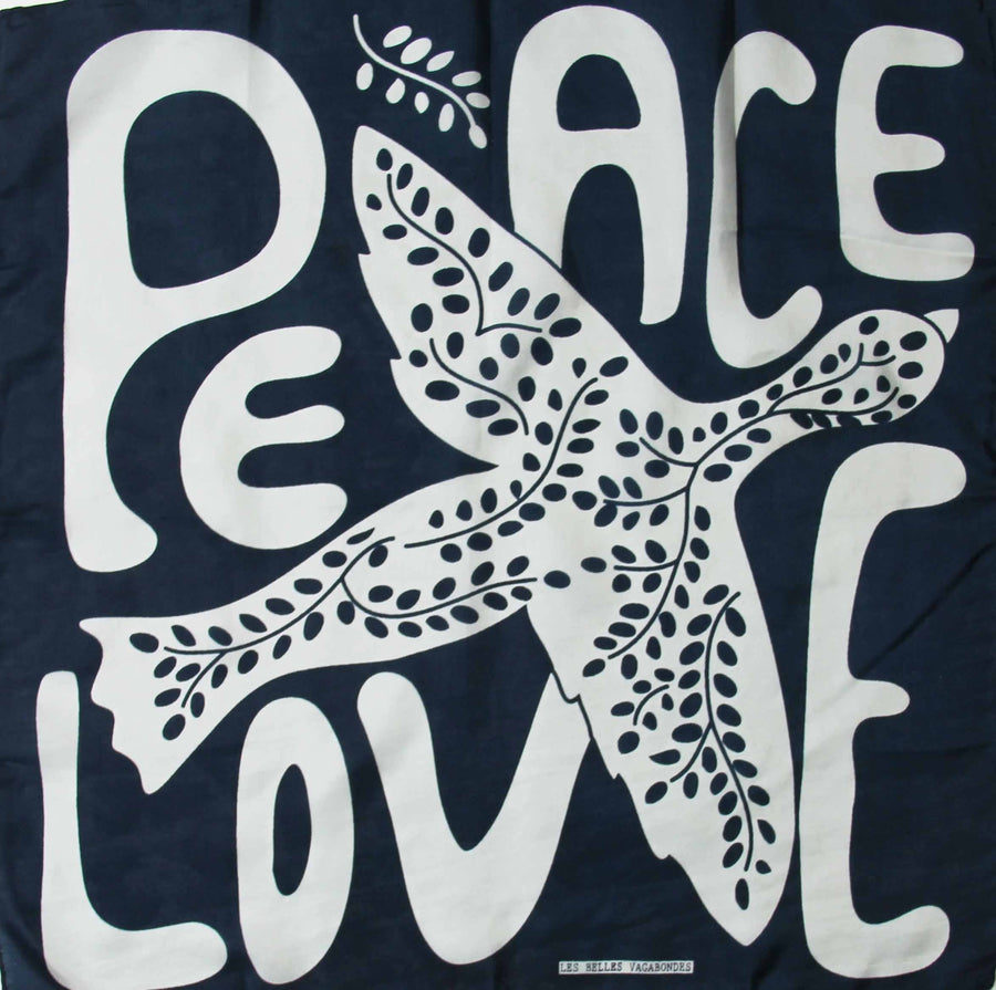 Peace and Love Marine Navy Mini Scarf