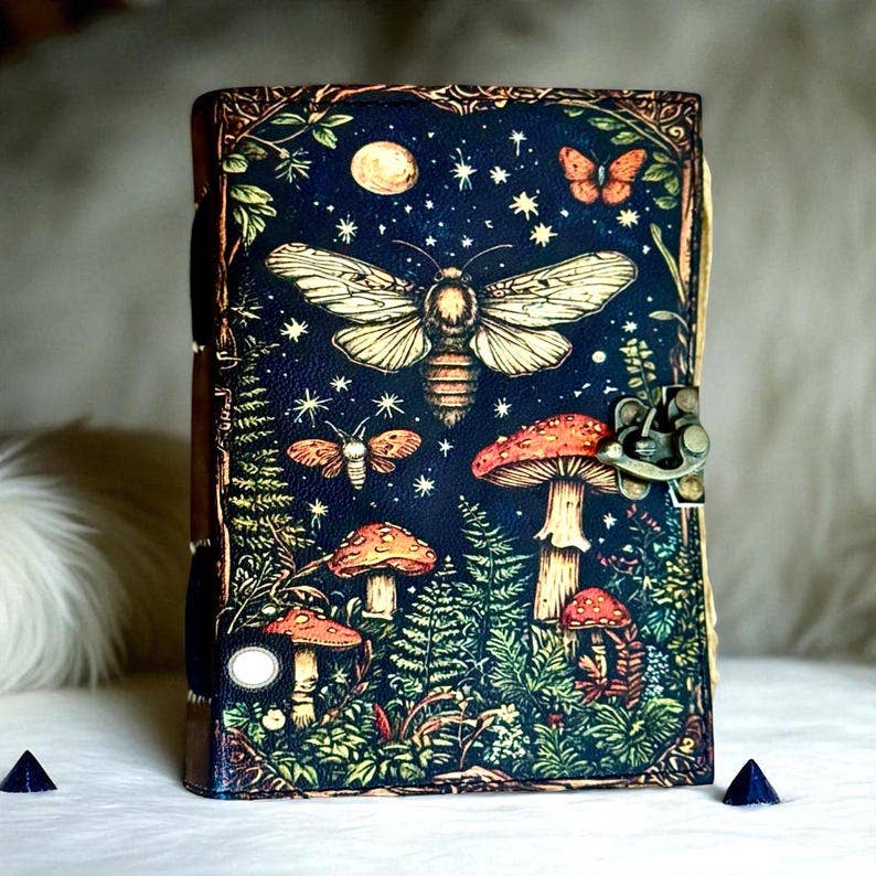 Leather Journal Moth & Mushroom - Twitchers Emporium Store
