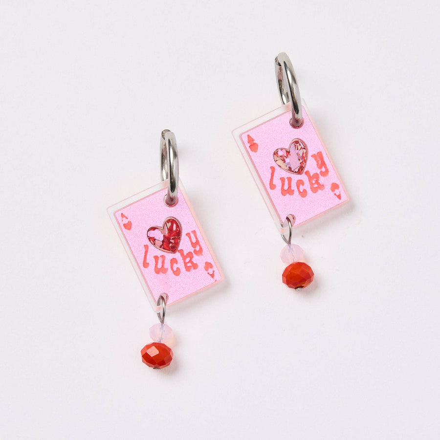 Lucky Ace Earrings - Pink - Twitchers Emporium Store