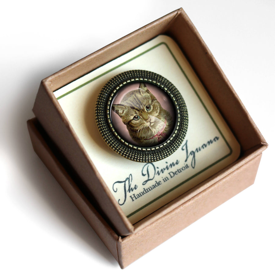 Tabby Cat Brooch