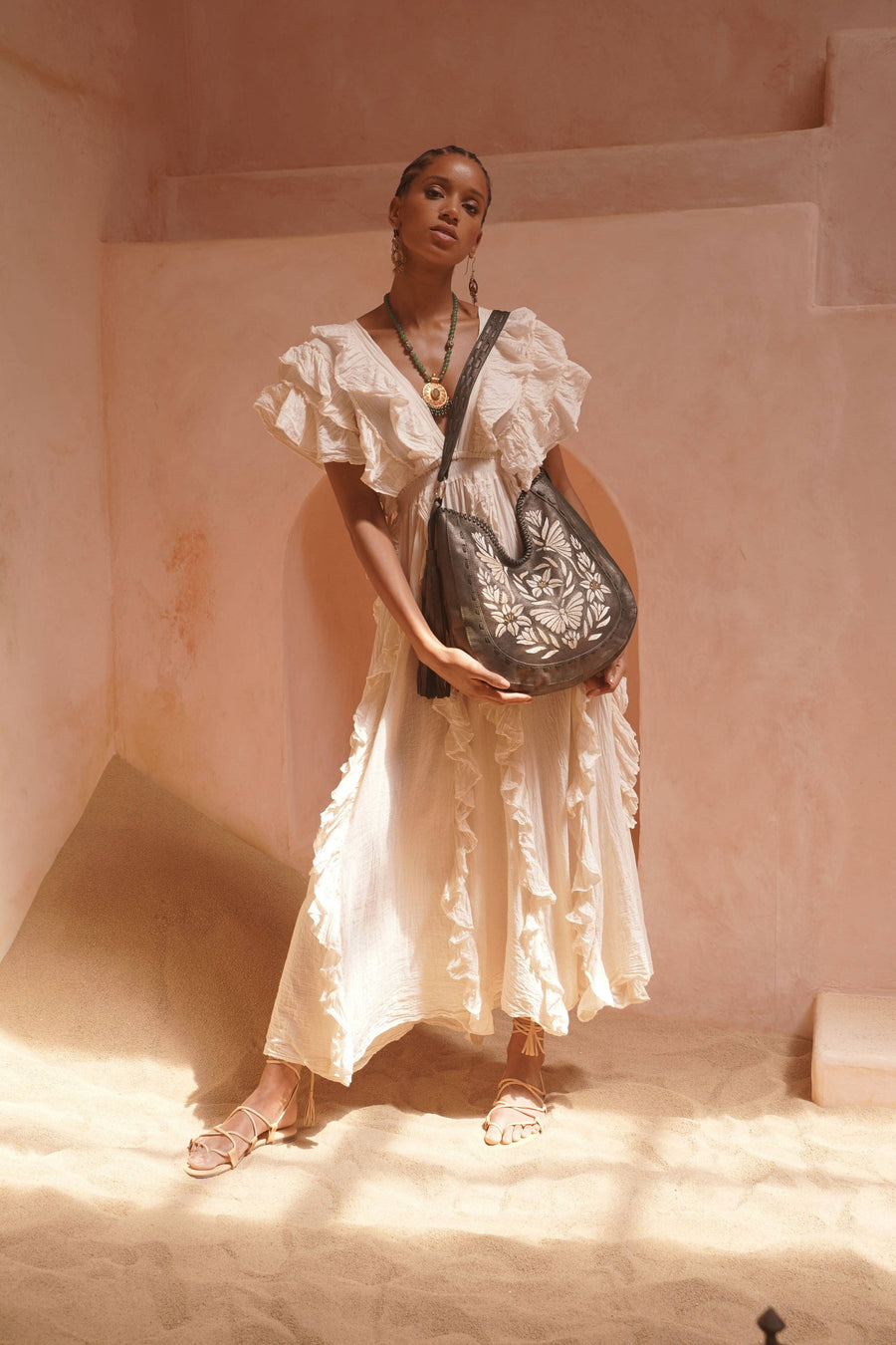 Luna Embroidery Bag Metallic Olive - Twitchers Emporium Store