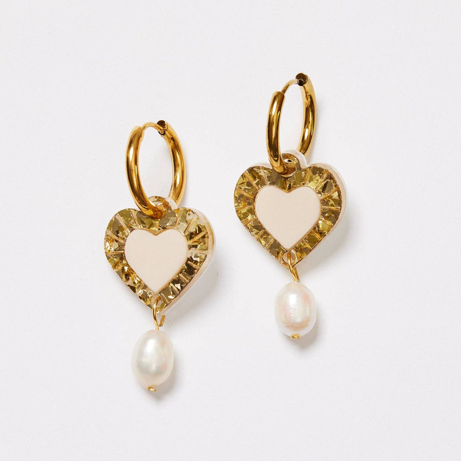 Heart and Pearl Earrings - Twitchers Emporium Store