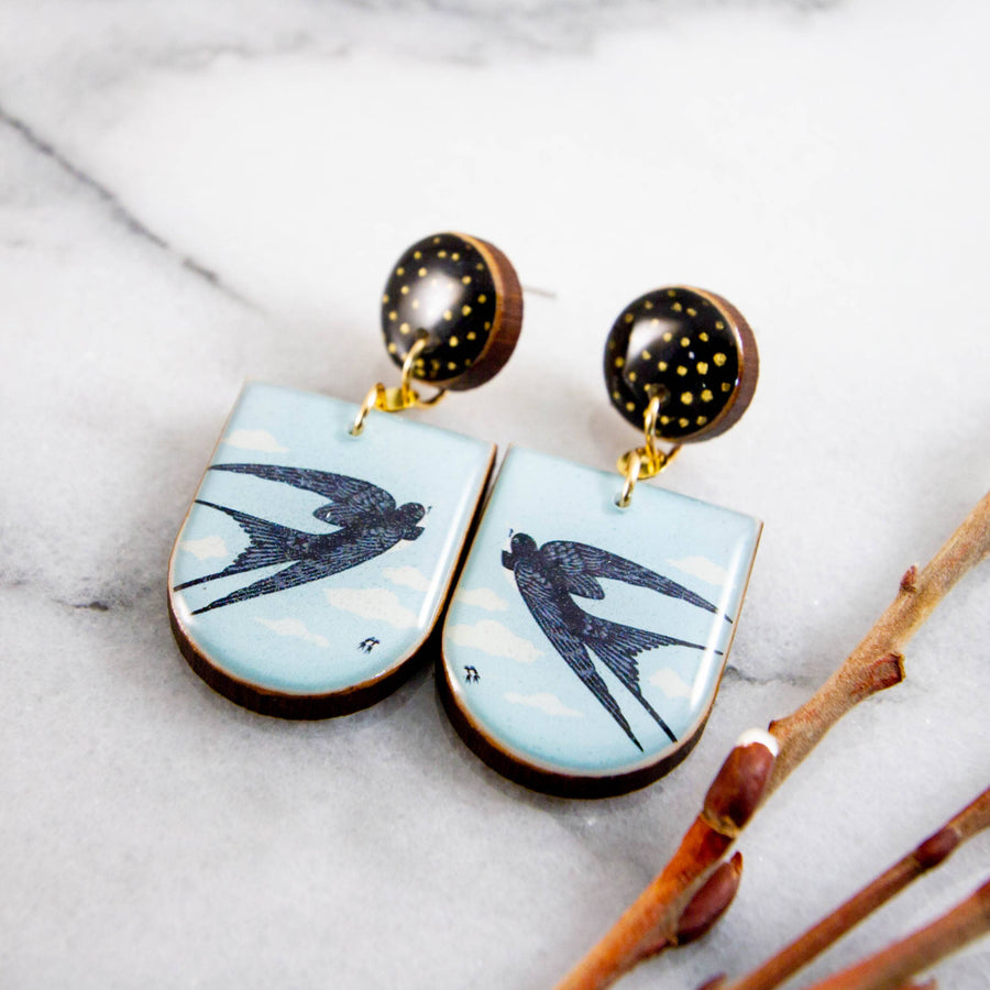 Blue Swallows Earrings