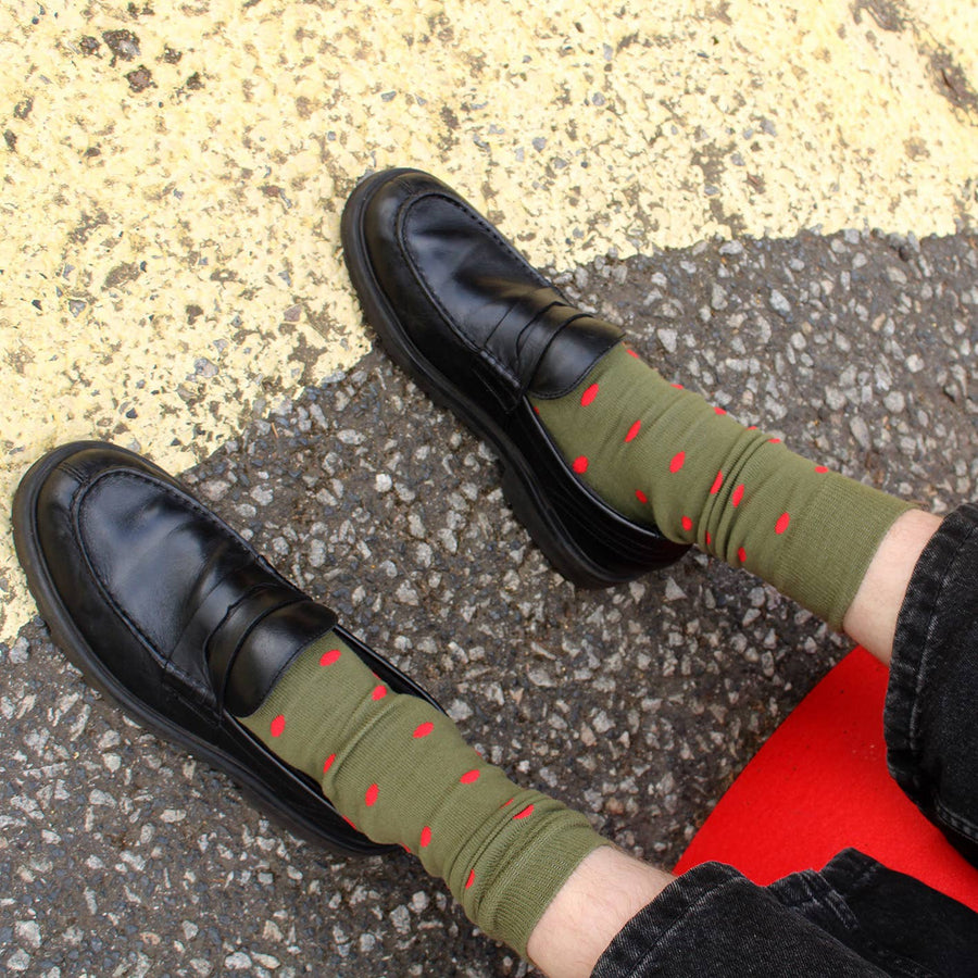 'Spotty' Green Cotton Socks - Twitchers Emporium Store