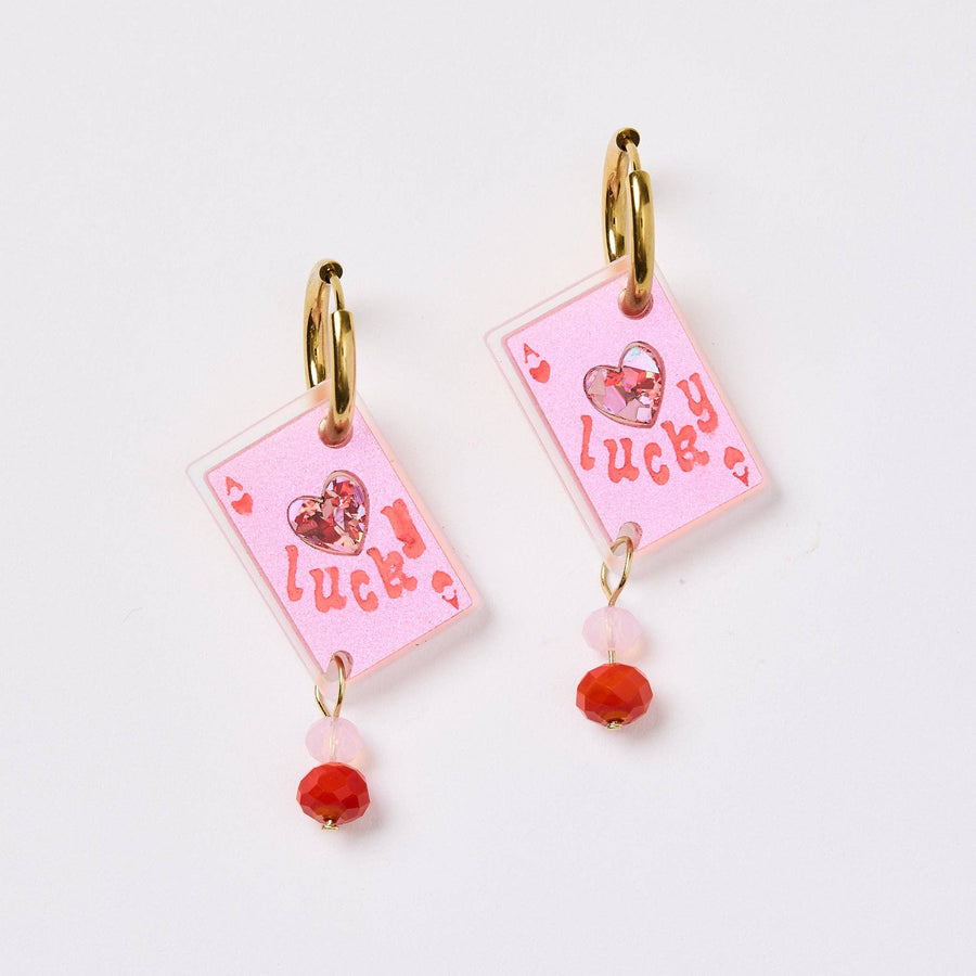 Lucky Ace Earrings - Pink - Twitchers Emporium Store