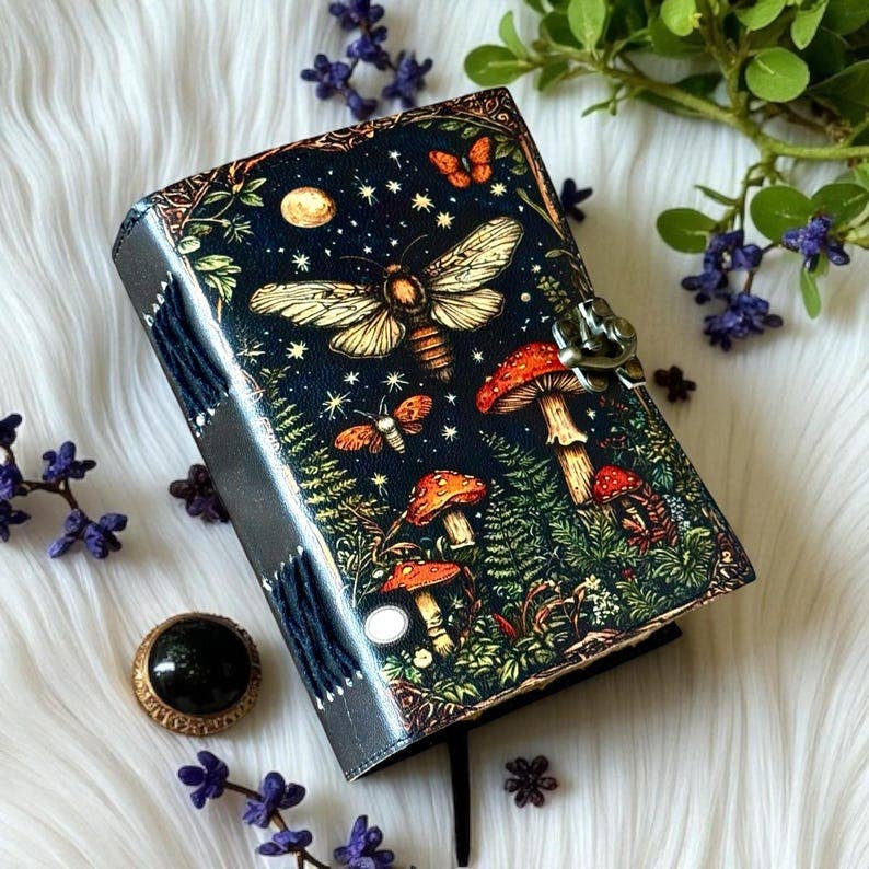 Leather Journal Moth & Mushroom - Twitchers Emporium Store