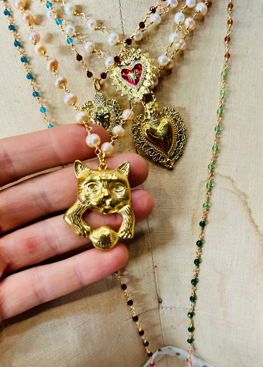 Kitty Cat Necklace - Pearls - Twitchers Emporium Store