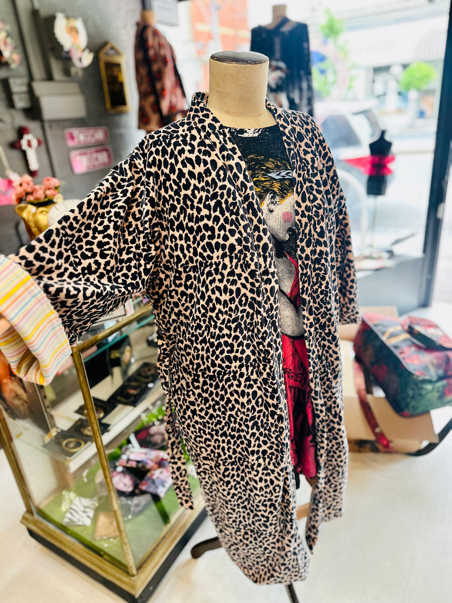 Velvet Duster Coat Leopard