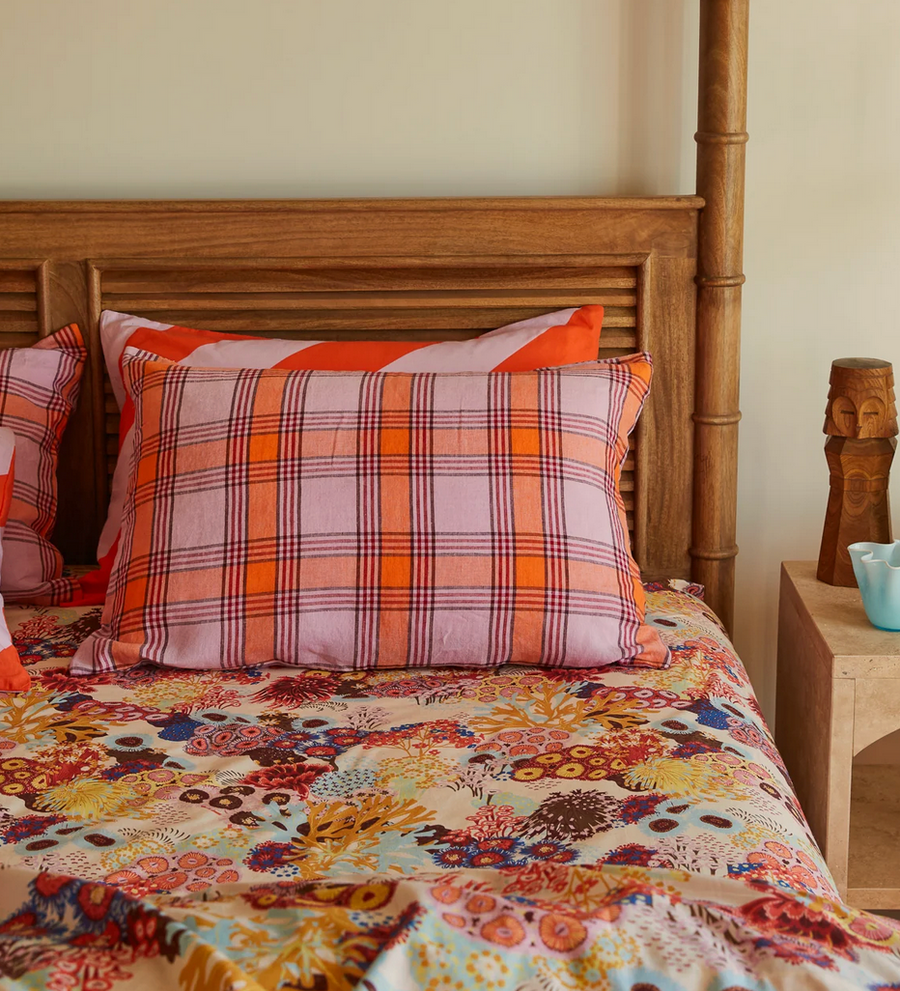 Isla Linen Pillowcase Set - Vivid Coral - Twitchers Emporium Store