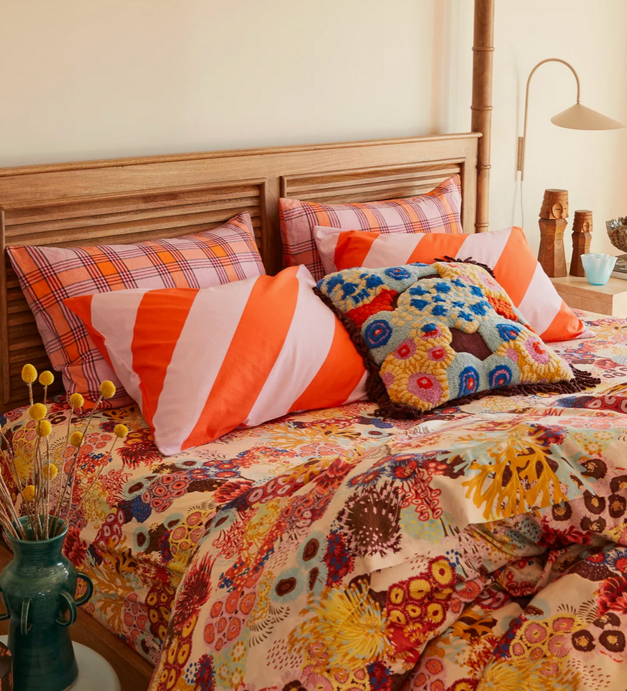 Isla Linen Pillowcase Set - Vivid Coral - Twitchers Emporium Store