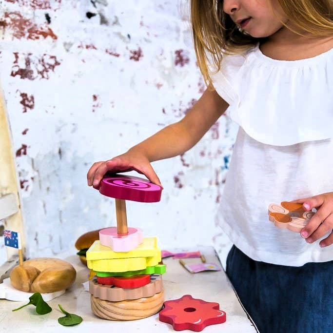 ICONIC WOODEN TOY - STACKING BURGER