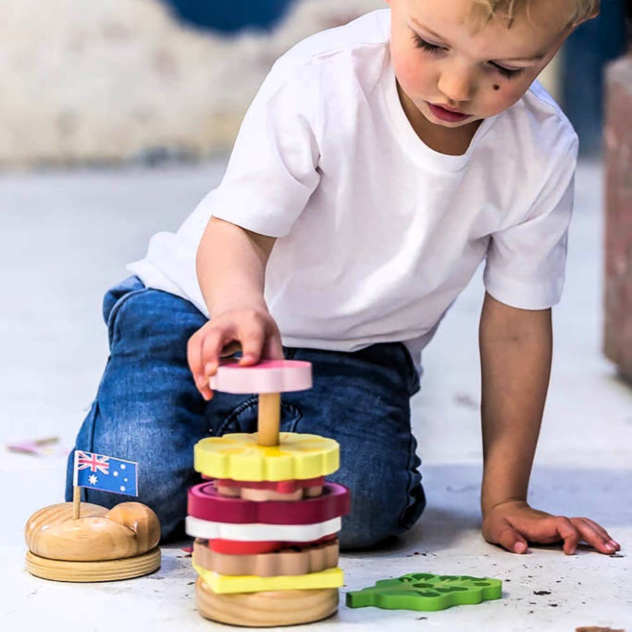 ICONIC WOODEN TOY - STACKING BURGER