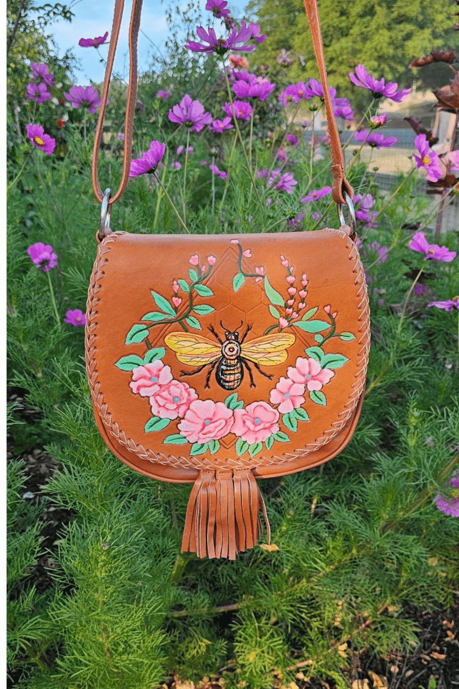 Bumble Bee Cross Body Bag - Tan