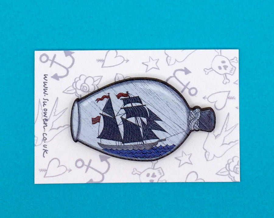 Ship in Bottle Brooch - Twitchers Emporium Store