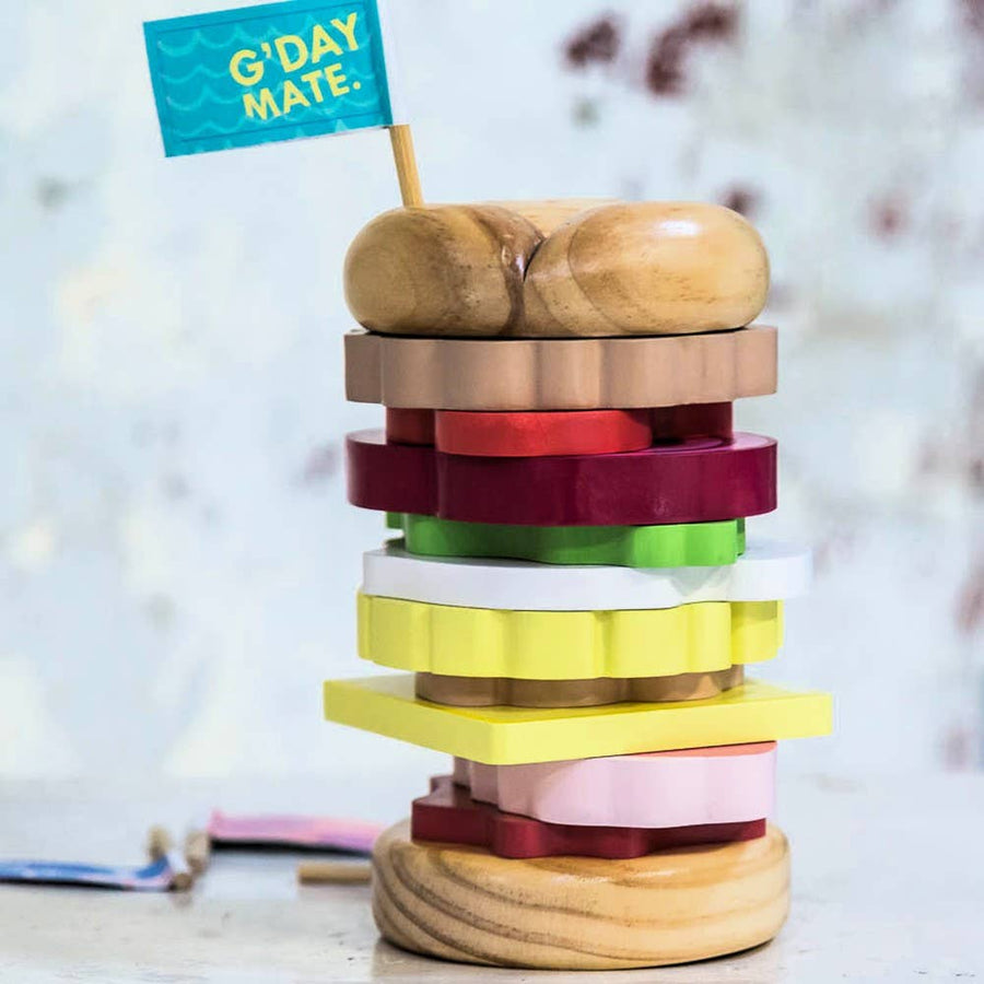 ICONIC WOODEN TOY - STACKING BURGER