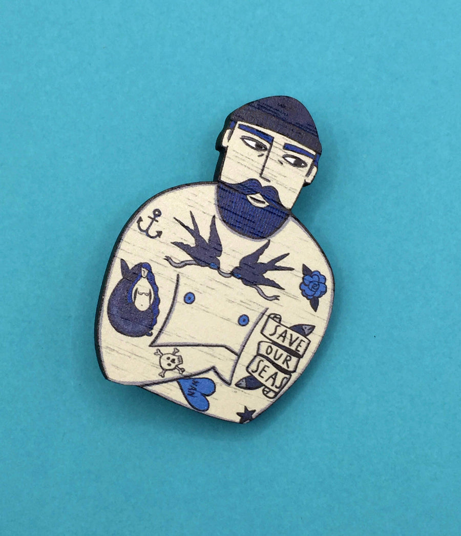 Tattooed Sailor Brooch - Twitchers Emporium Store