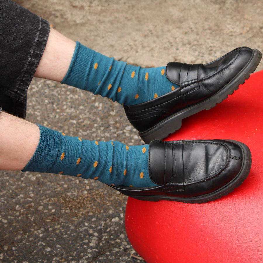 'Spotty' Petrol Cotton Socks - Twitchers Emporium Store
