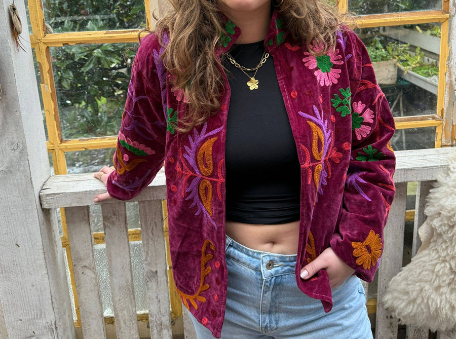 Velvet embroidery jacket LOVE