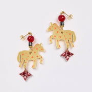 Star Horse Earrings - Gold/Pink - Twitchers Emporium Store