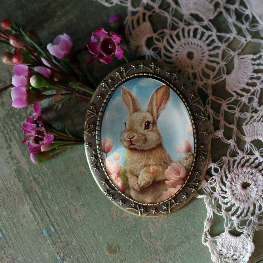 Bunny in Tulips  Brooch