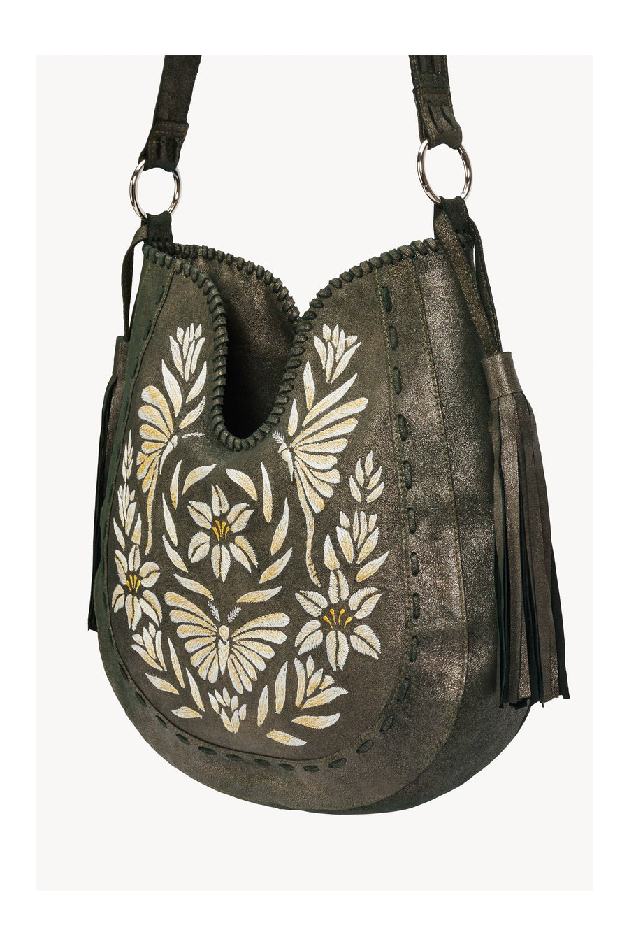 Luna Embroidery Bag Metallic Olive - Twitchers Emporium Store
