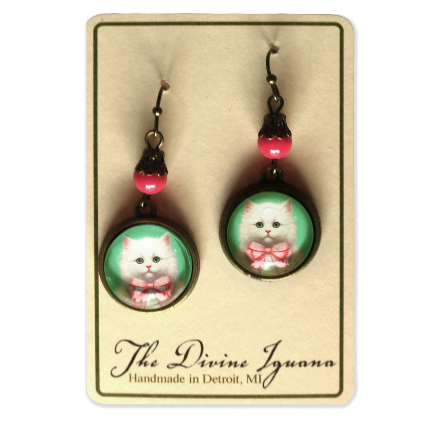 Pink Kitten Earrings