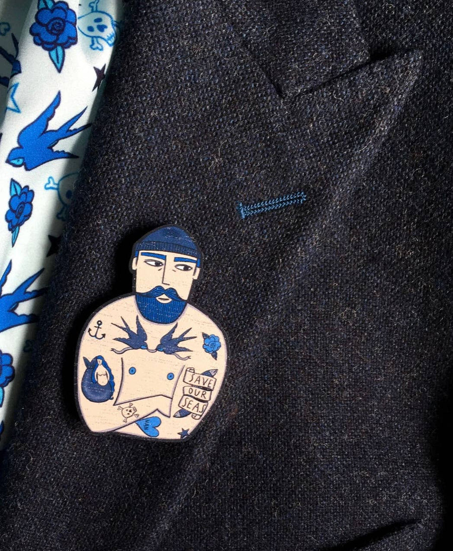 Tattooed Sailor Brooch - Twitchers Emporium Store