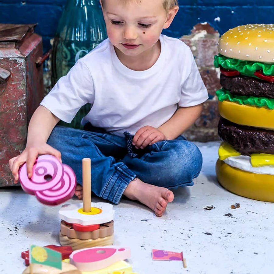 ICONIC WOODEN TOY - STACKING BURGER